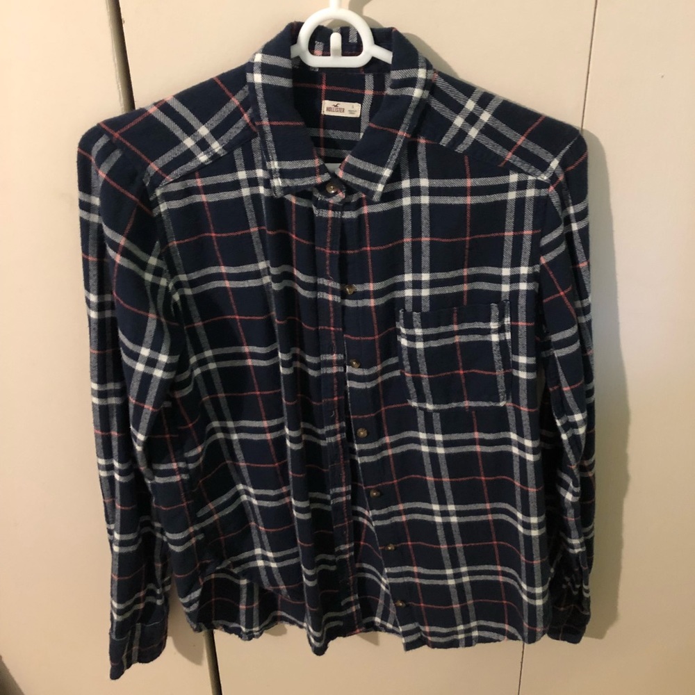 Blue Hollister flannel long sleeve